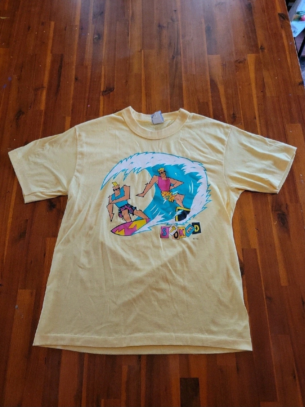 Vintage Single Stitch Stoked Surfers Tshirt By Tophalf Size Large Good Used Cond